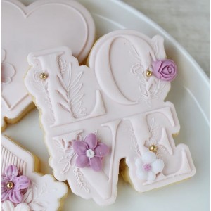 Stampo biscotto + timbro Love fiorito 