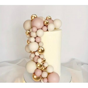 17 pezzi Sfere rosa, panna e oro 