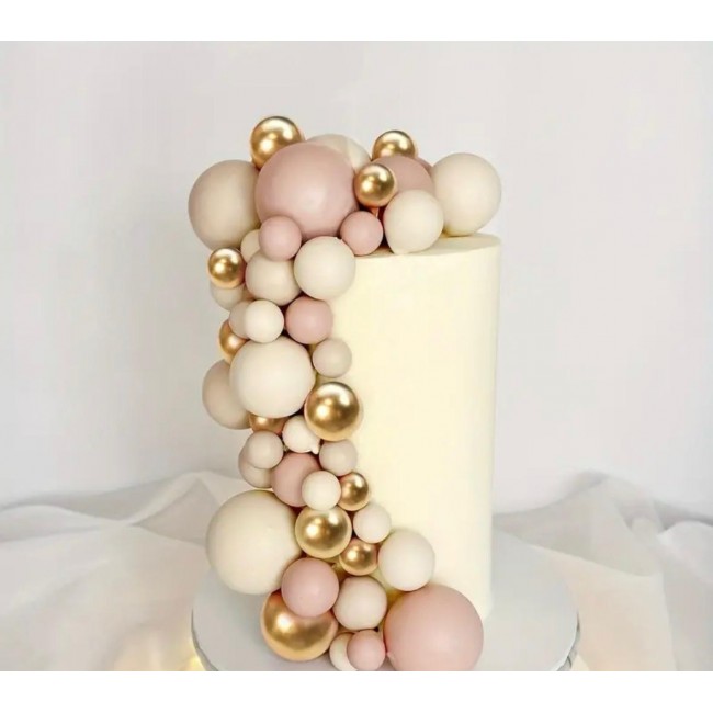 17 pezzi Sfere rosa, panna e oro